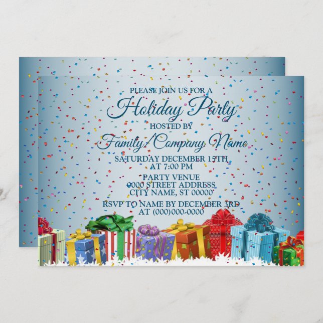 Weihnachtsgeschenke Feiertage Party Einladung (Vorne/Hinten)