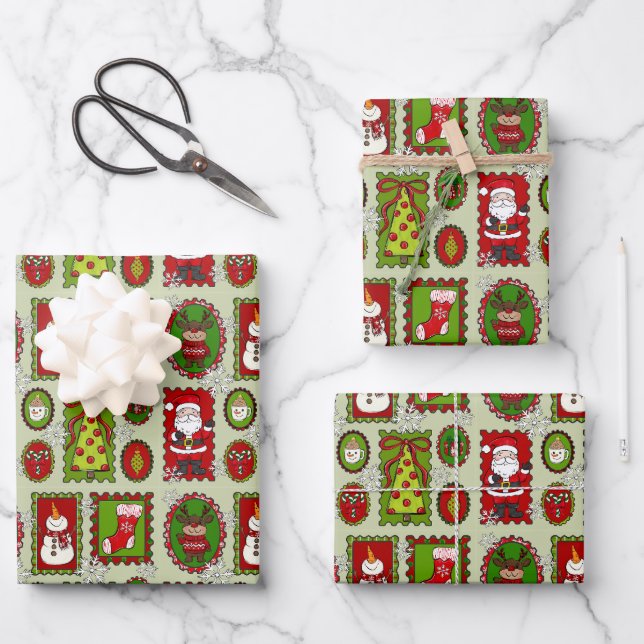 Weihnachtsgeschenke für Briefmarke Geschenkpapier Set (Vorderseite)