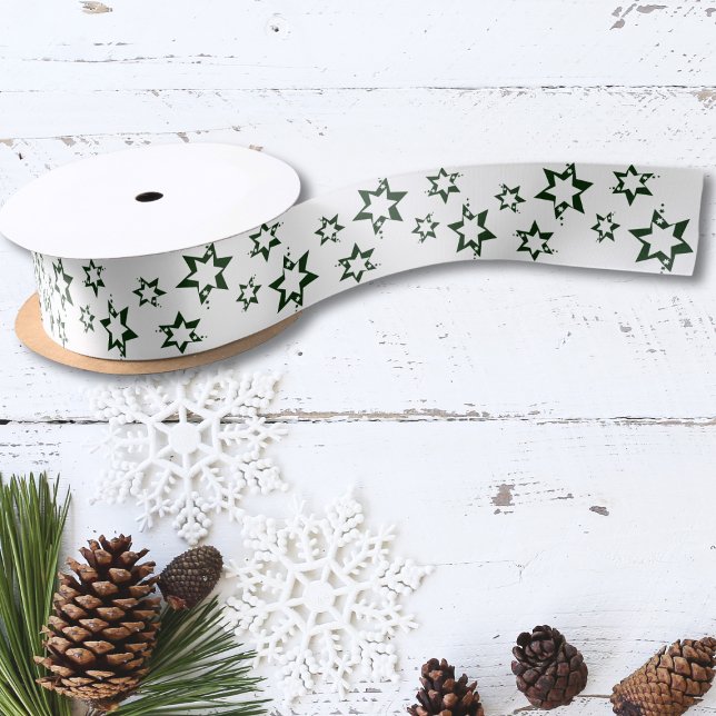Weihnachtsgeschenke für individuell gestaltbare Gr Satinband (Holiday Gifts Customizable Green Stars Satin Ribbon Lawn Care Service Marketing Material)