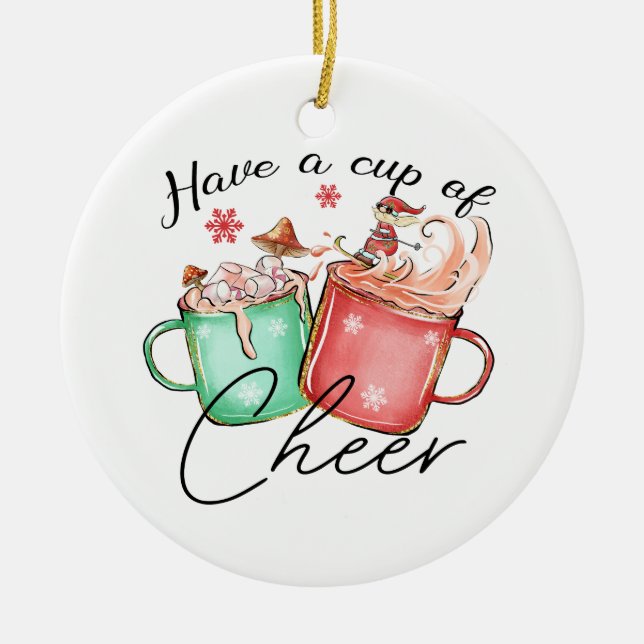 Weihnachtsgeschenke haben eine Tasse Fröhlichkeit Keramik Ornament (Vorne)