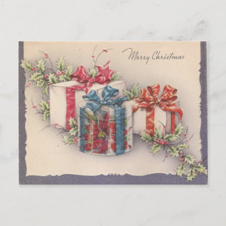 Weihnachtsgeschenke im Vintage-Stil Feiertagspostkarte