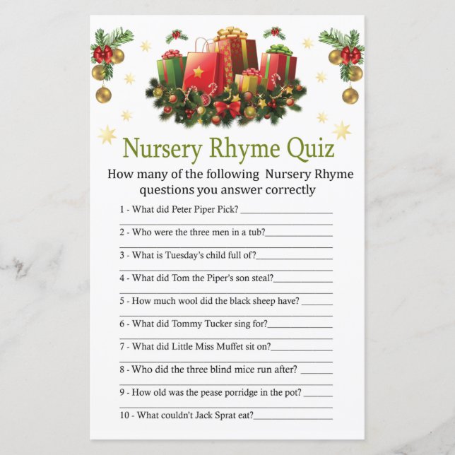 Weihnachtsgeschenke Kinderzimmer Rhyme Quiz Babydu (Vorderseite)