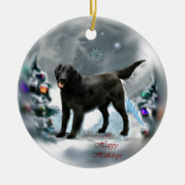 Weihnachtsgeschenke mit flachen Decken Retriever Keramikornament