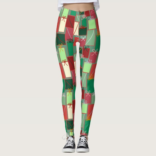 Weihnachtsgeschenke mit Ribbons und Bows Leggings (Vorderseite)