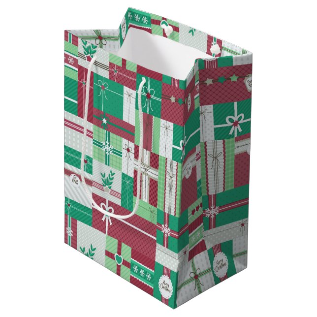 Weihnachtsgeschenke Mosaik Mittlere Geschenktüte (Vorderseite Schrägansicht)
