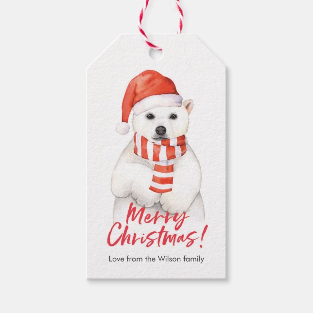 Weihnachtsgeschenke niedlicher Eisbär Geschenkanhänger (Vorderseite)