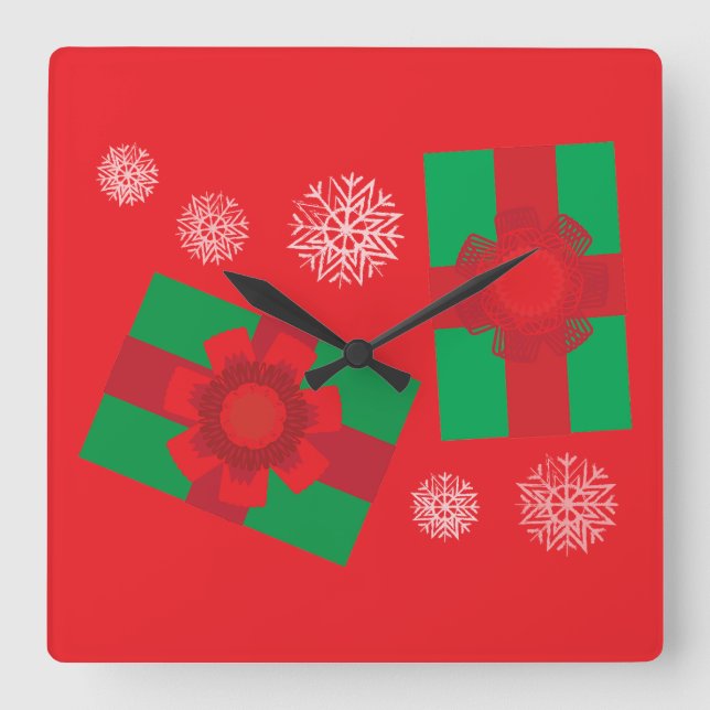 Weihnachtsgeschenke Quadratische Wanduhr (Vorderseite)