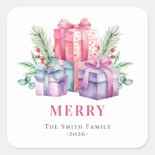 Weihnachtsgeschenke Quadratischer Aufkleber