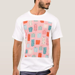 Weihnachtsgeschenke, rosa Hintergrund, vintage Mus T-Shirt