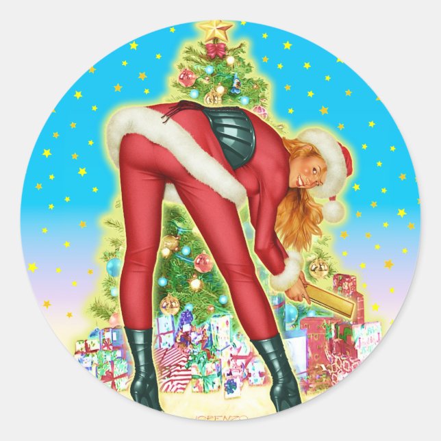 Weihnachtsgeschenke Runder Aufkleber (Vorderseite)