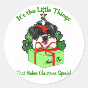 Weihnachtsgeschenke Shih Tzu Runder Aufkleber