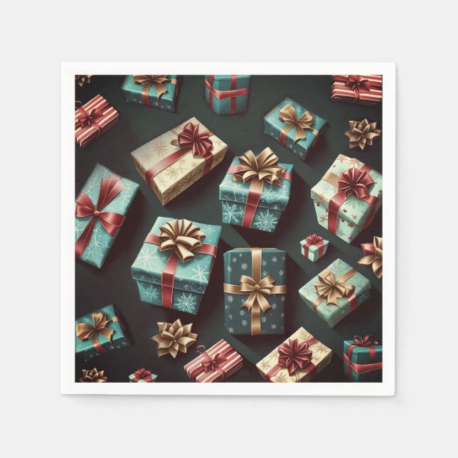 Weihnachtsgeschenke Stilvolle Wrap Gold Blue Red Serviette (Vorderseite)