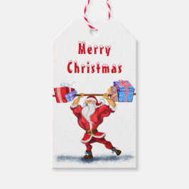 Weihnachtsgeschenke Tags Bodybuilder Weihnachtsman Geschenkanhänger
