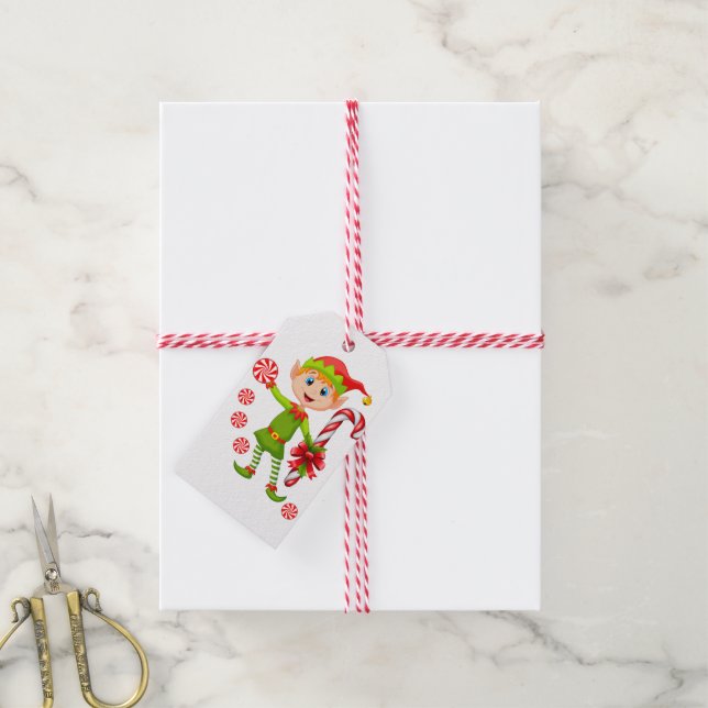 Weihnachtsgeschenke Tags Elf Peppermint Geschenkanhänger (Mit Garn)