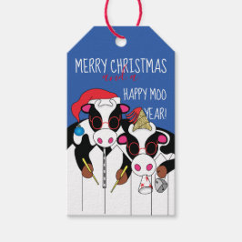 Weihnachtsgeschenke Tags Happy Moo Year Geschenkanhänger