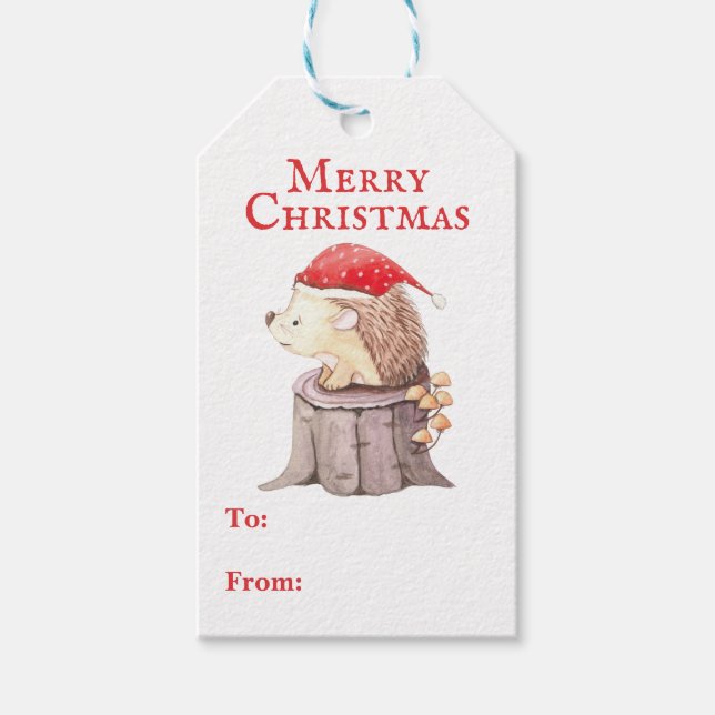 Weihnachtsgeschenke Tags im Santa Igel Geschenkanhänger (Vorderseite)
