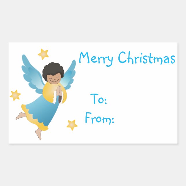 Weihnachtsgeschenke Tags/Klebekleber/Engel Rechteckiger Aufkleber (Vorderseite)