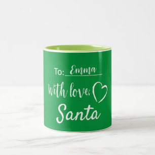 Weihnachtsgeschenke Tags mit Liebe von Santa Zweifarbige Tasse