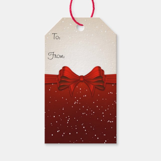 Weihnachtsgeschenke Tags/Rotes Band Geschenkanhänger (Vorderseite)