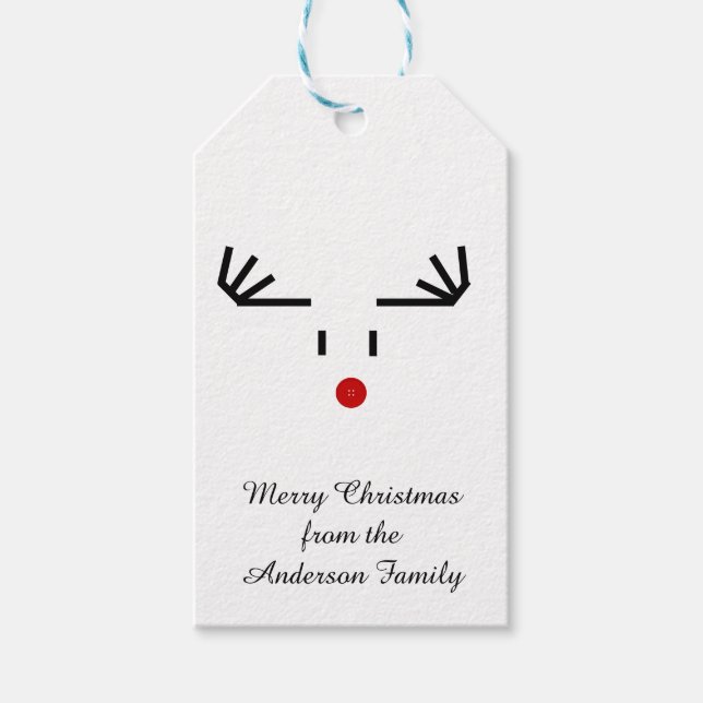 Weihnachtsgeschenke Tags - Rudolph Red Nose Geschenkanhänger (Vorderseite)