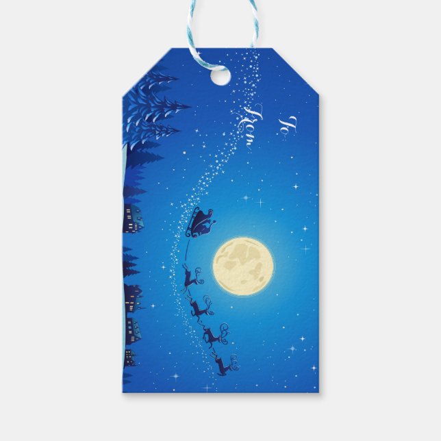 Weihnachtsgeschenke Tags/Santa und Sleigh Geschenkanhänger (Vorderseite)