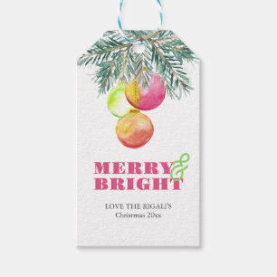 Weihnachtsgeschenke Tags Wasserfarbe Rosa & Grün Geschenkanhänger
