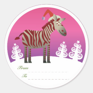 Weihnachtsgeschenke Tags: Zebra Runder Aufkleber