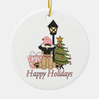 Weihnachtsgeschenke und -karten für den Mops indiv Keramikornament
