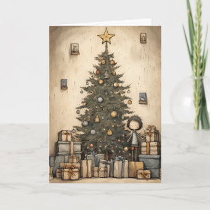 Weihnachtsgeschenke unter der BaumIllustration Karte