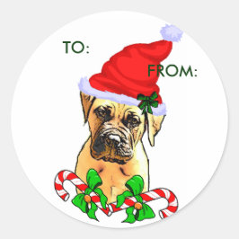 Weihnachtsgeschenke von Bullmastiff an: Runder Aufkleber