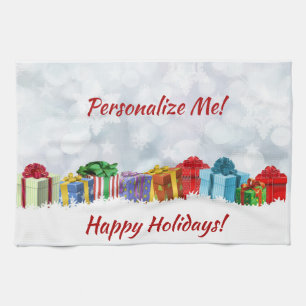 Weihnachtsgeschenke Wrapped Geschenke Happy Holida Geschirrtuch