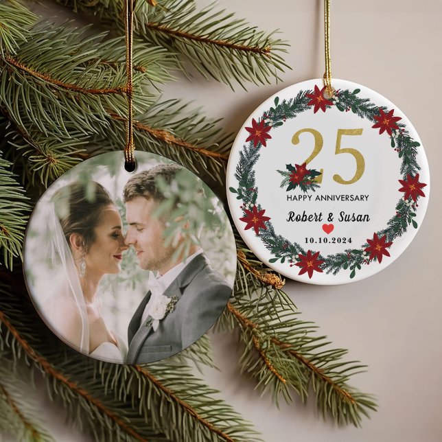 Weihnachtsgeschenke zum 25. Hochzeitstag Ornament (Von Creator hochgeladen)