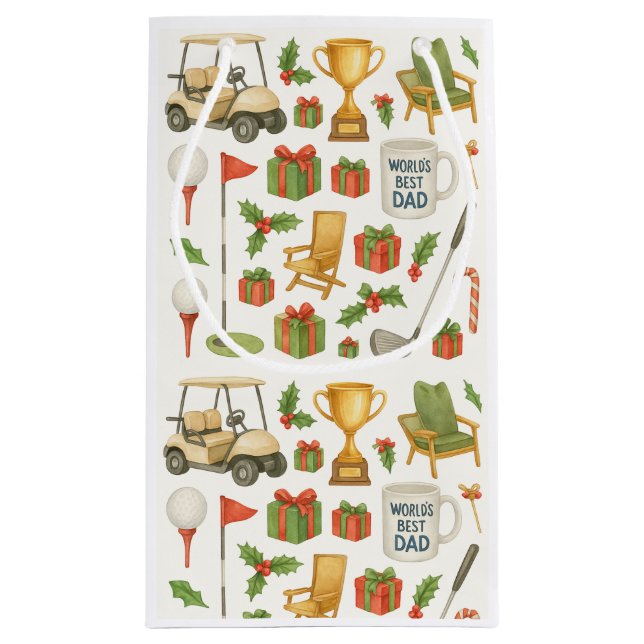 Weihnachtsgeschenke zum Thema Vater Golfer Kleine Geschenktüte (Rückseite)