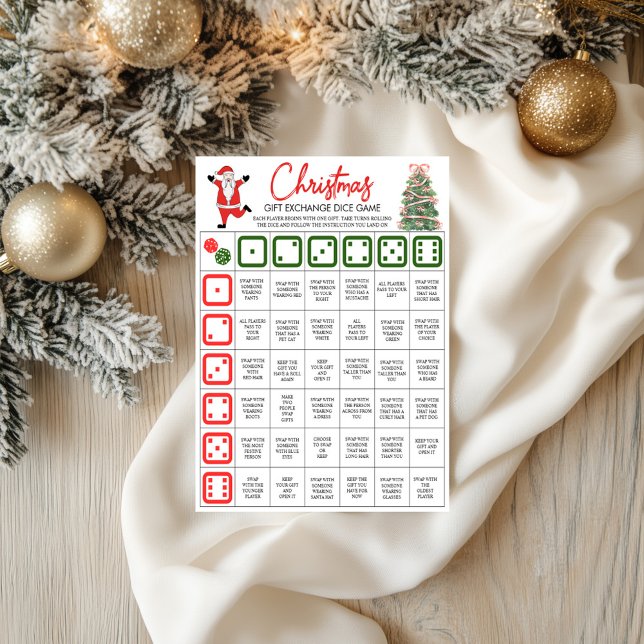 Weihnachtsgeschenketausch-Spiele, Weihnachts-Würfe Poster (Christmas Gift Exchange Games, Christmas Dice Game Poster)