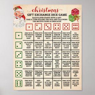 Weihnachtsgeschenketausch-Würfelspiel-Schild Poster