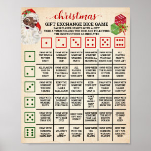 Weihnachtsgeschenketausch-Würfelspiel-Schild Poster