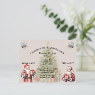 Weihnachtsgeschenketauschparty-Einladung Einladungspostkarte