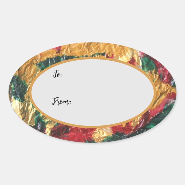 Weihnachtsgeschenketikett Ovaler Aufkleber (Vorderseite)