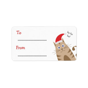 Weihnachtsgeschenketiketten Name santa cat ho ho h Adressaufkleber