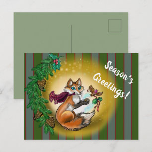 Weihnachtsgeschenkfox Feiertagspostkarte
