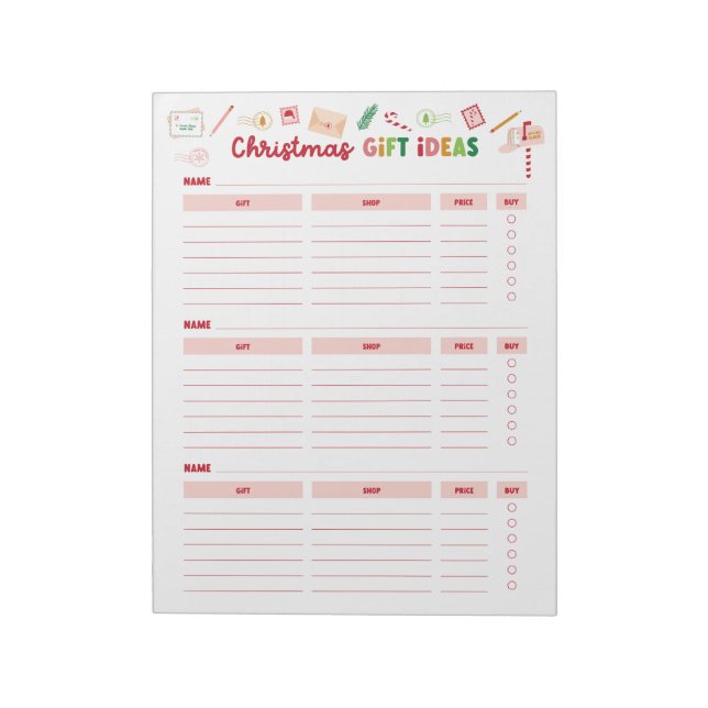 Weihnachtsgeschenkideen Shopping List Notepad Notizblock (Rotiert)