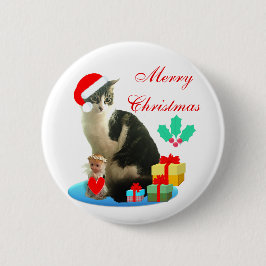 Weihnachtsgeschenkkatze, Engel & Geschenke Button