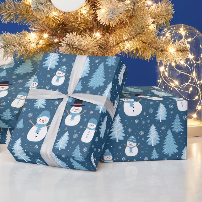 Weihnachtsgeschenkpapier für den blauen Schneemann Geschenkpapier (Feiertage)