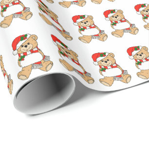 Weihnachtsgeschenkpapier von Santa Teddy Bear Geschenkpapier