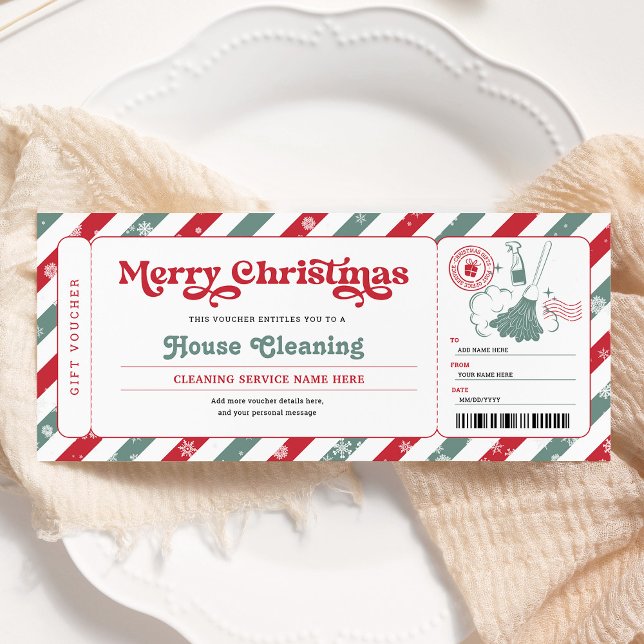 Weihnachtsgeschenkschein-Ticket für Hausreinigung Einladung (Von Creator hochgeladen)