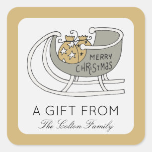 Weihnachtsgeschenksiegel des Weihnachtsmanns Quadratischer Aufkleber