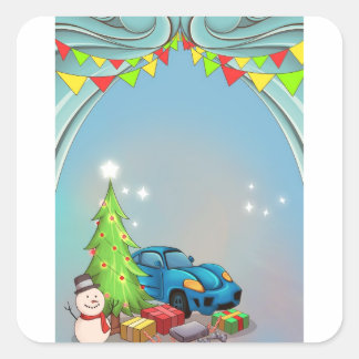 Weihnachtsgeschenksticker für Jungen. Quadratischer Aufkleber