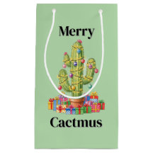 Weihnachtsgeschenktasche Klein - Merry Cactmus