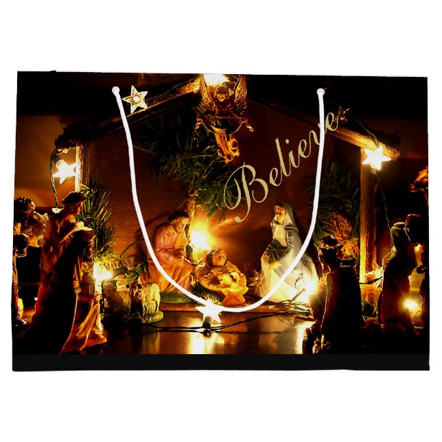 Weihnachtsgeschenktasche mit Krippe Große Geschenktüte (Rückseite)