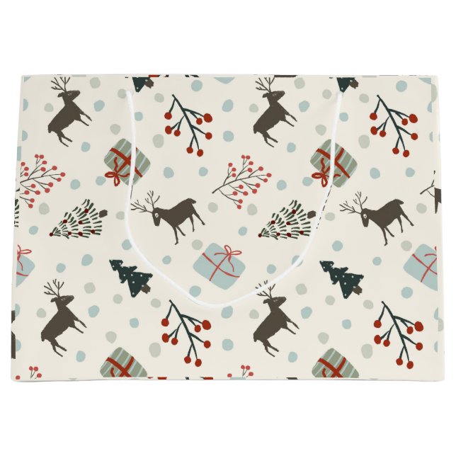 Weihnachtsgeschenktasche mit Rentieren Große Geschenktüte (Vorderseite)